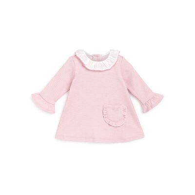 Girls Medium Pink Checkered Long Sleeve Dress